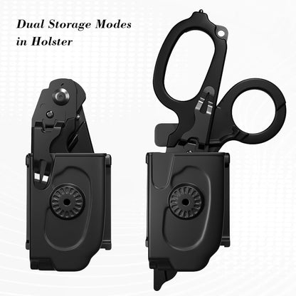Foldable Trauma Shears with Black Holster, 6-In-1 Medical Shears for Emergency Rescue, Stainless Steel Trauma Shear Ideal for Emts, Nurses, First Responders (Green/Black)