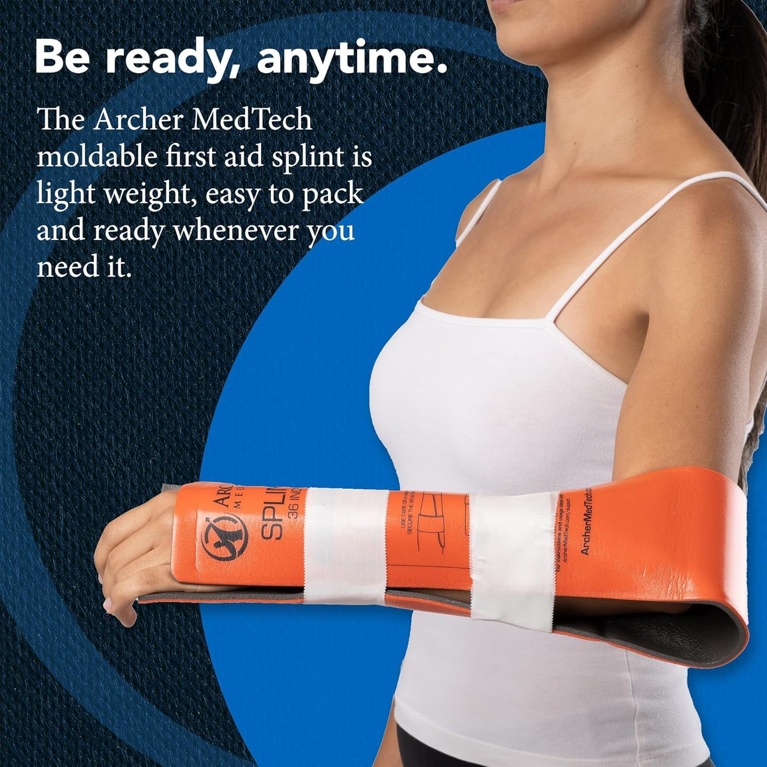 Universal First Aid Splint – 36" Moldable Aluminum Emergency Splint for Injury Immobilization – Lightweight, Waterproof, Reusable, Compact & Portable for People or Pets
