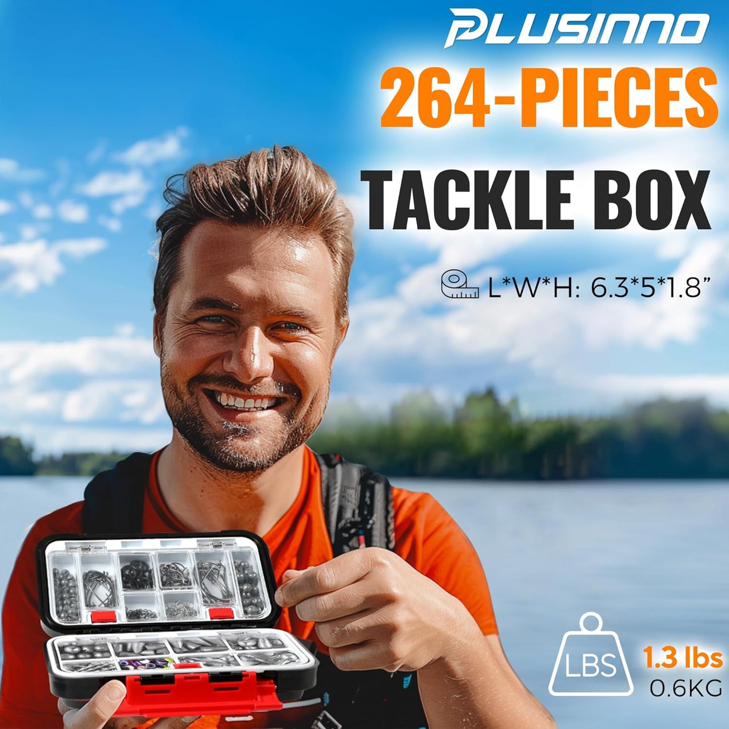 264/397Pcs Fishing Accessories Kit, Organized Fishing Tackle Box with Tackle Included, Fishing Hooks, Fishing Weights Sinkers, Swivels, Beads, Fishing Gear Set Equipment for Bass Trout