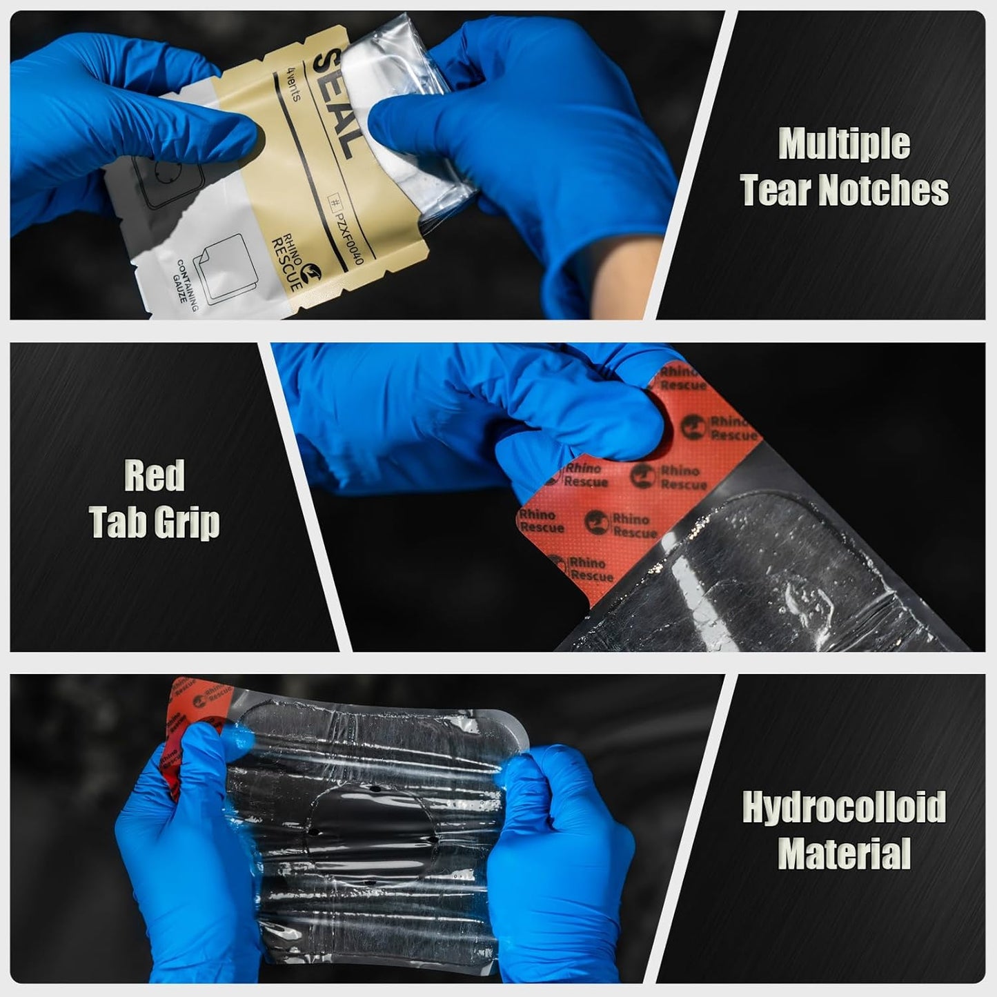 Vented Chest Seal, 4 Vents, Sterile Emergency Trauma Dressing, Occlusive Adhesive Pad, IFAK Trauma Refill Medical First Aid Supplies for Wound Care, Gunshot Wound, Sucking Chest(2 Count)