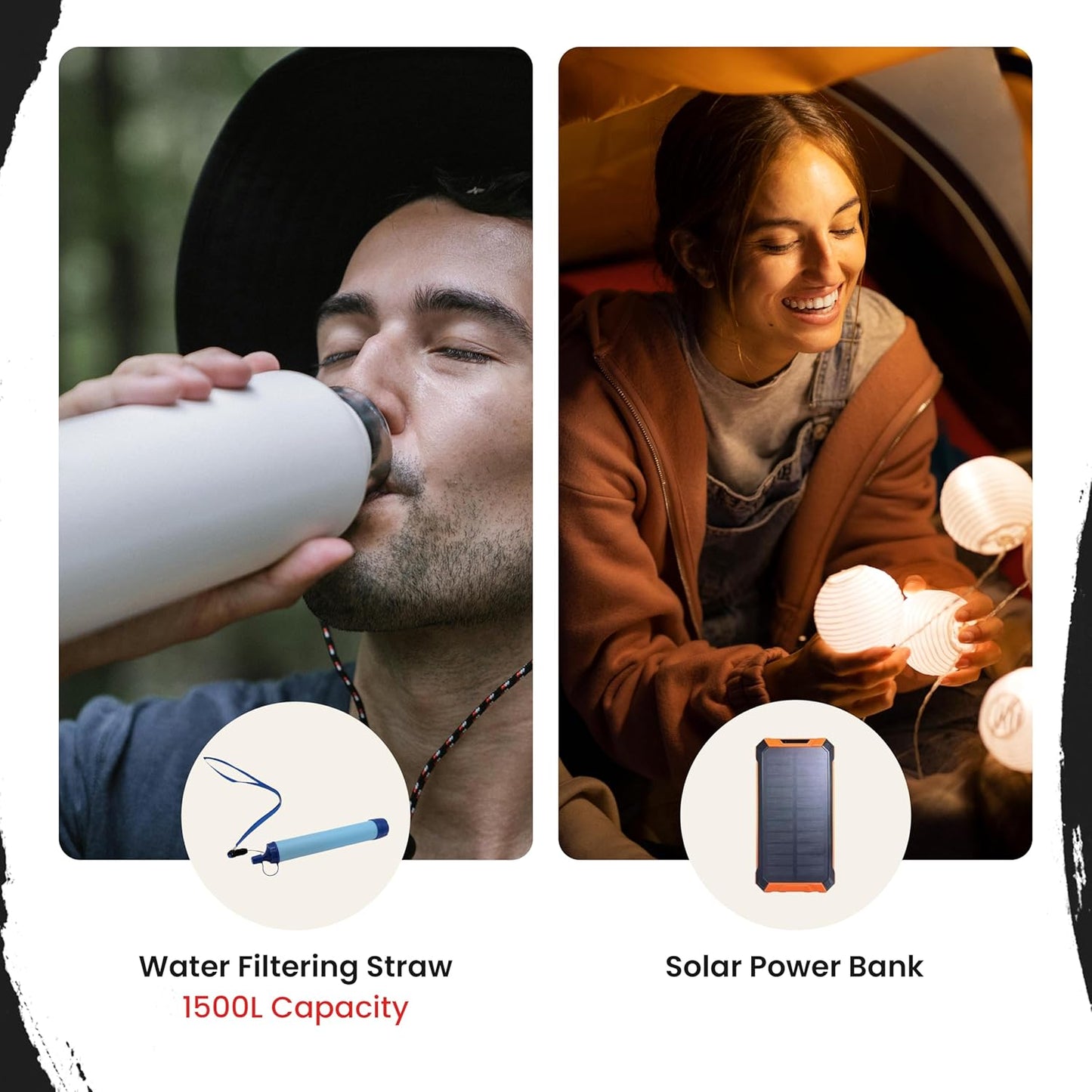 72 Hour Survival Kit with Food, Solar Power Bank, Water Purifier, First Aid & Tools - All Emergency Survival Gear and Supplies in This Bug Out Bag for Disaster Preparedness & Evacuation