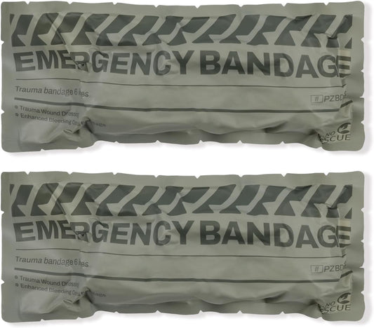 6" Israeli Style Emergency Bandage, Compression Trauma Wound Dressing, Medical Sterile Vacuum Sealed, Combat Tactical First Aid Kit IFAK Supplies, 2 Count