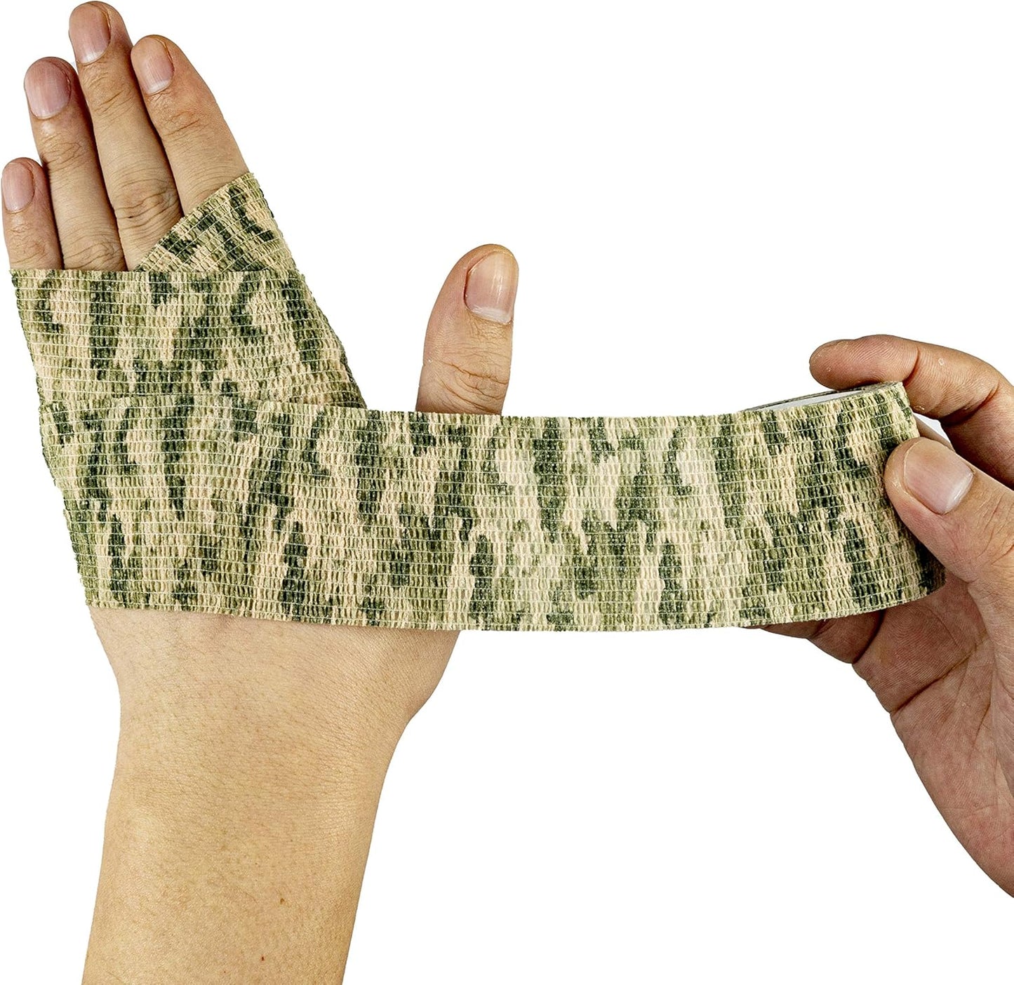 9 Rolls Self Adhesive Wrap Athletic Tape Gauze, Breathable Elastic Cohesive Bandage for Sports Injury & Pet (7 Pcs 2" X 5 Yards + 2 Pcs 1" X 5 Yards) (Woodland Multicam Camo)