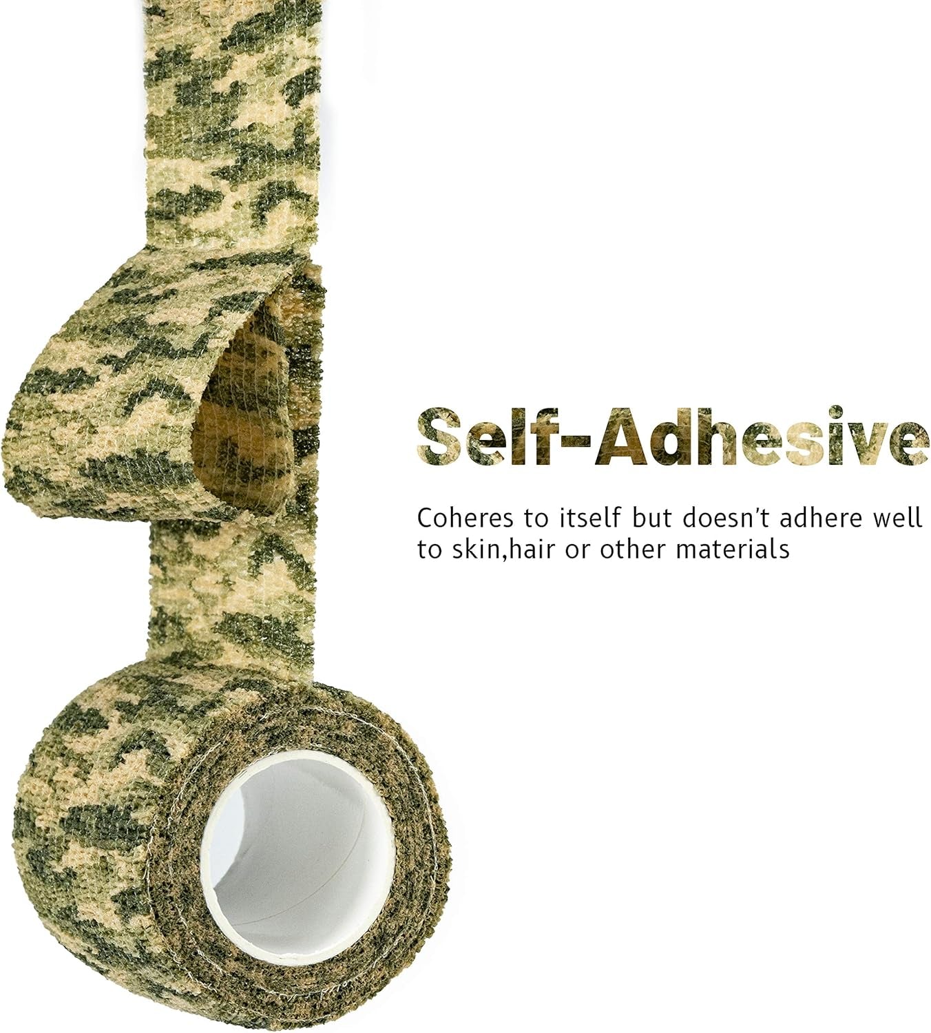 9 Rolls Self Adhesive Wrap Athletic Tape Gauze, Breathable Elastic Cohesive Bandage for Sports Injury & Pet (7 Pcs 2" X 5 Yards + 2 Pcs 1" X 5 Yards) (Woodland Multicam Camo)