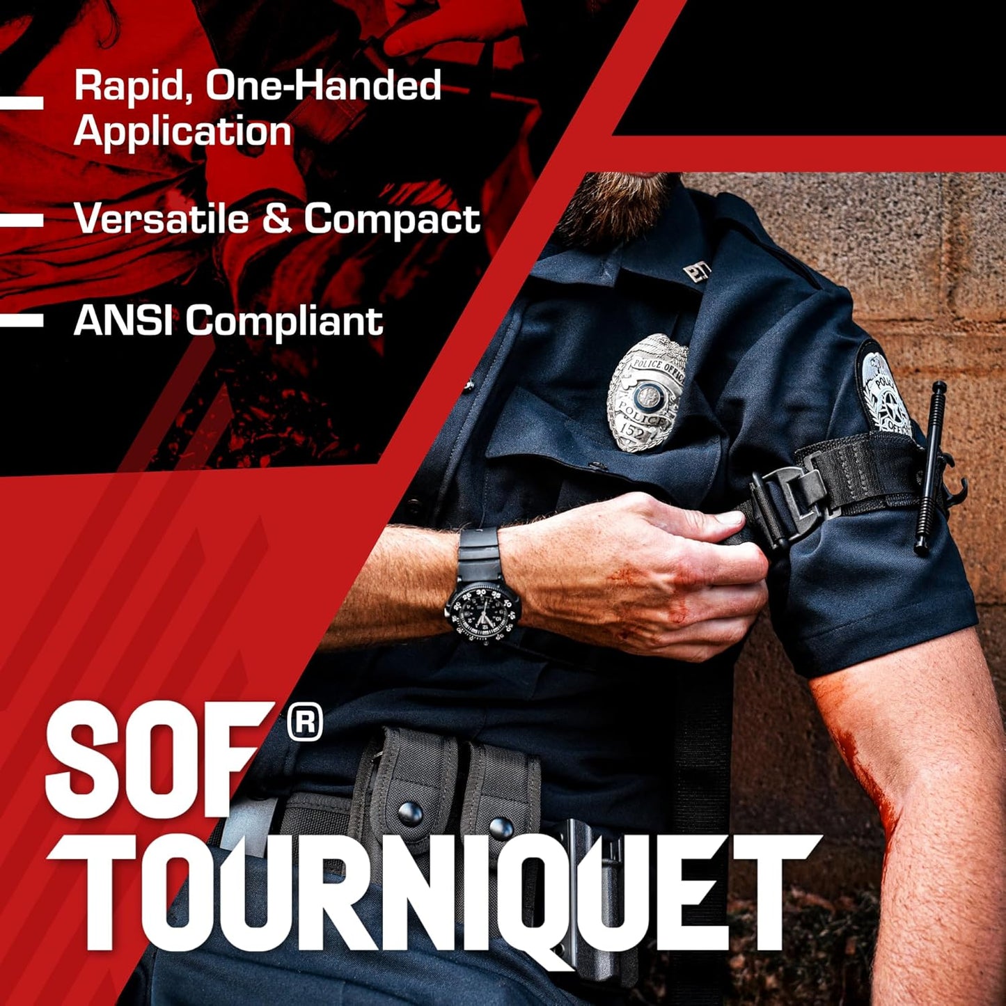 SOF Tourniquet (Generation 5) - Military-Grade Tourniquet for Severe Bleeding Control, Essential First Aid for Tactical, Emergency, and Civilian Use (Black),
