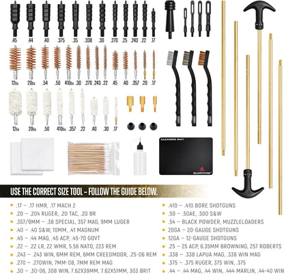 Gun Cleaning Kit Universal for Guns, Gun Brushes for Pistol, Handgun, Shotgun, Elite Brass Rods and Wire Rope, Hunting Gear Gun Accessories for Men