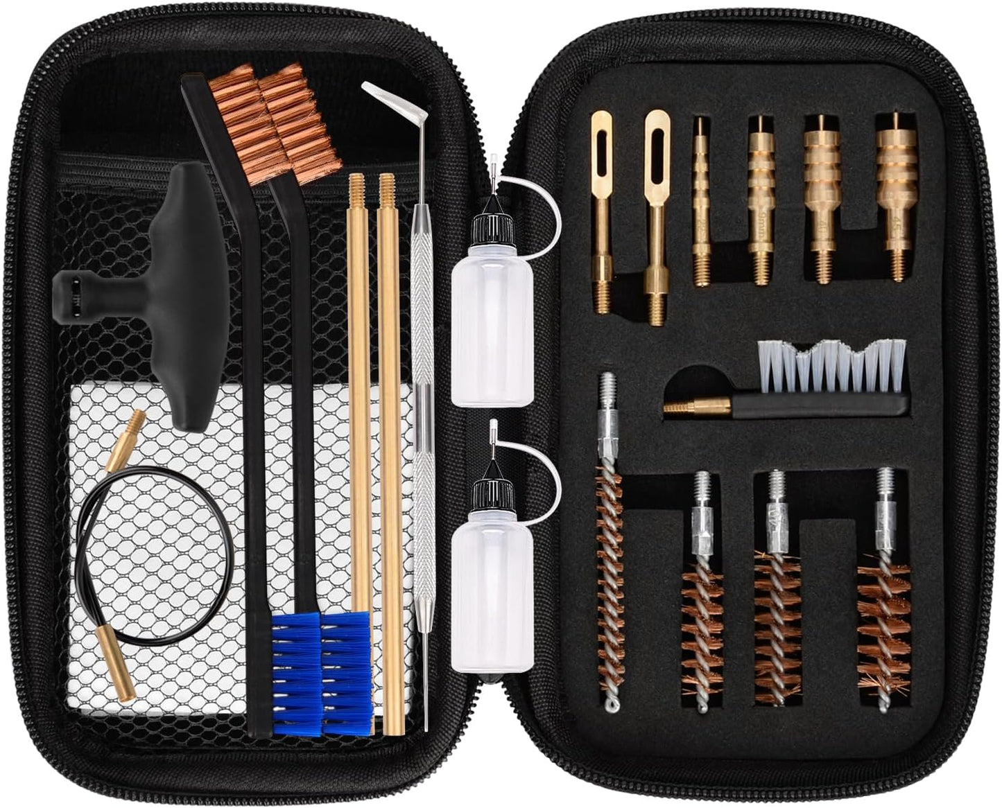 Universal Handgun Cleaning Kit .22,.357,.38,9Mm,.45 Caliber Pistol Cleaning Kit Bronze Bore Brush and Brass Jag Adapter