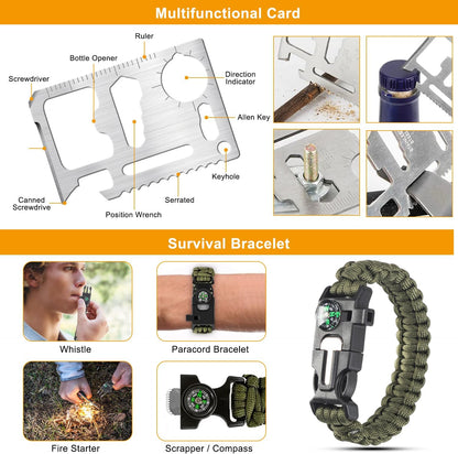 Survival Kit for Men & Emergency Backpack - 11-In-1 Emergency Survival Gear for Camping, Hiking, Backpacking | Earthquake Preparedness, Outdoor Essentials