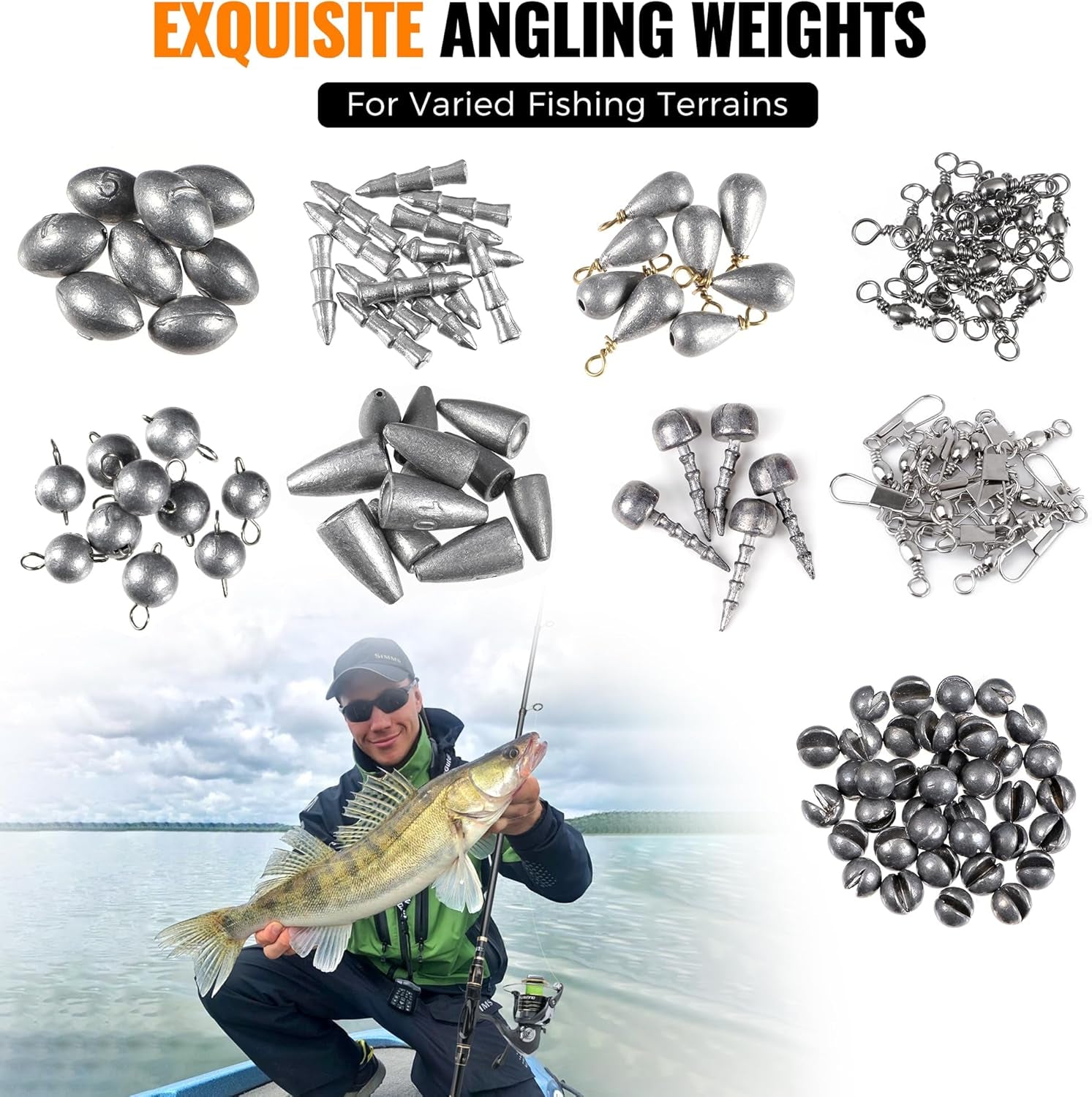 264/397Pcs Fishing Accessories Kit, Organized Fishing Tackle Box with Tackle Included, Fishing Hooks, Fishing Weights Sinkers, Swivels, Beads, Fishing Gear Set Equipment for Bass Trout