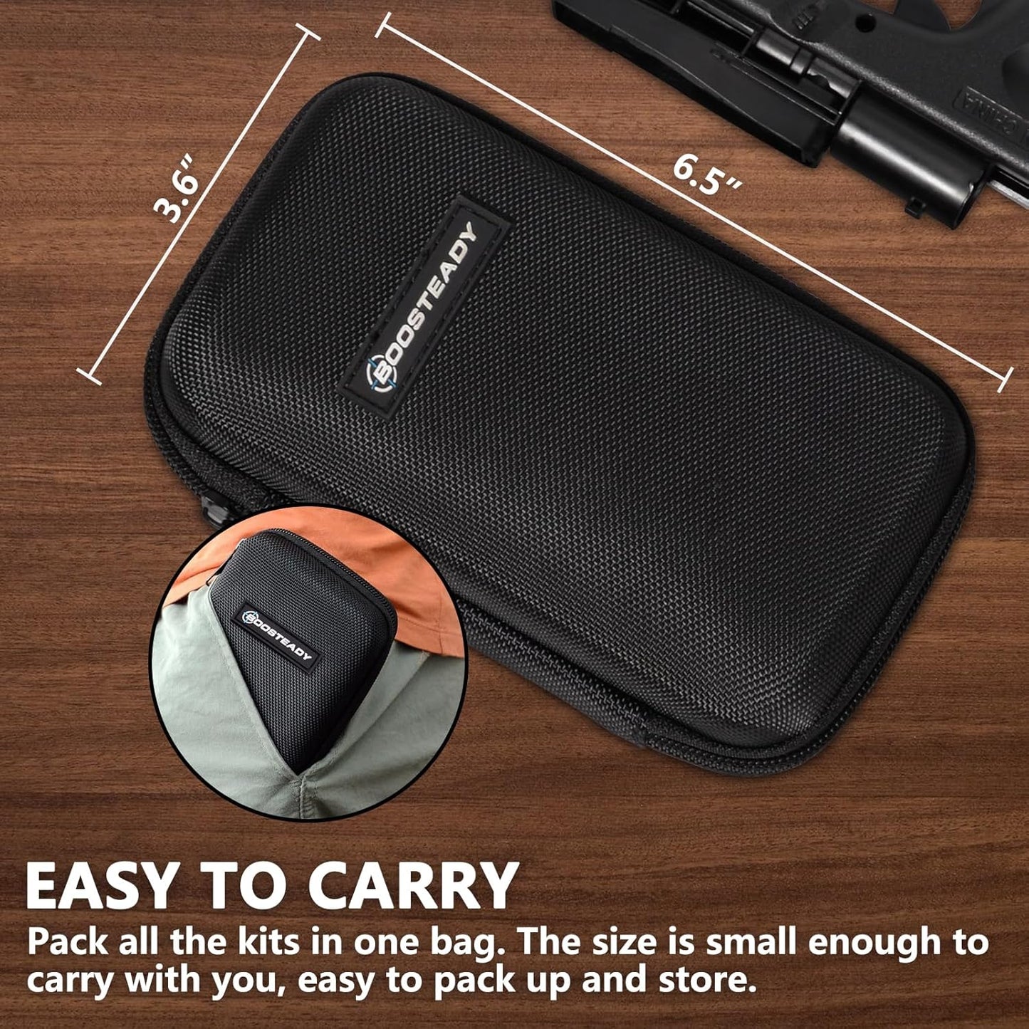 Universal Handgun Cleaning Kit .22,.357,.38,9Mm,.45 Caliber Pistol Cleaning Kit Bronze Bore Brush and Brass Jag Adapter