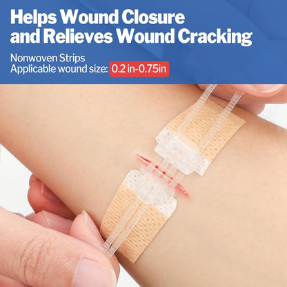 16 Pack Wound Closure Strips, 4 Types Butterfly Bandages, Emergency Laceration Closure Kit, Repair Wounds without Stitches, Quick Clot Zip Stitch Wound Closures Device