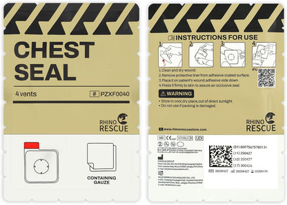 Vented Chest Seal, 4 Vents, Sterile Emergency Trauma Dressing, Occlusive Adhesive Pad, IFAK Trauma Refill Medical First Aid Supplies for Wound Care, Gunshot Wound, Sucking Chest(2 Count)
