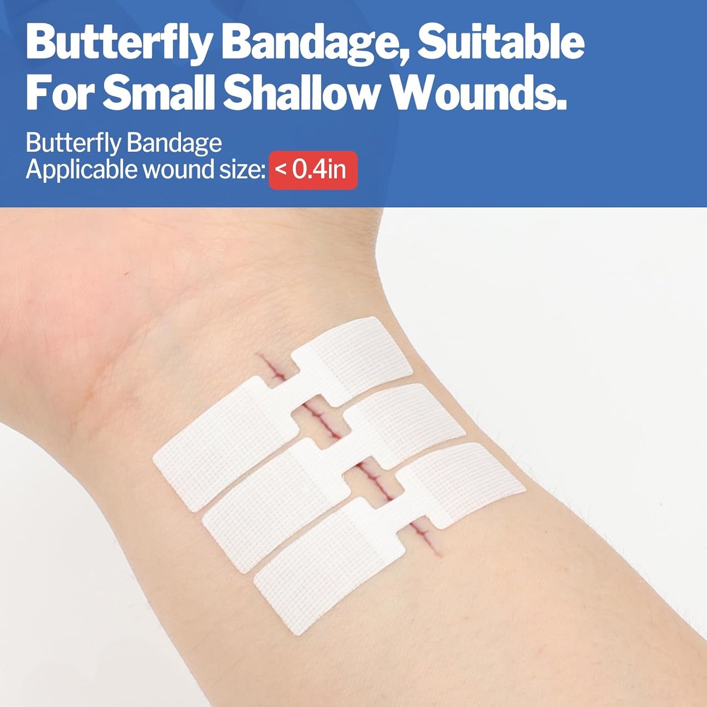 16 Pack Wound Closure Strips, 4 Types Butterfly Bandages, Emergency Laceration Closure Kit, Repair Wounds without Stitches, Quick Clot Zip Stitch Wound Closures Device