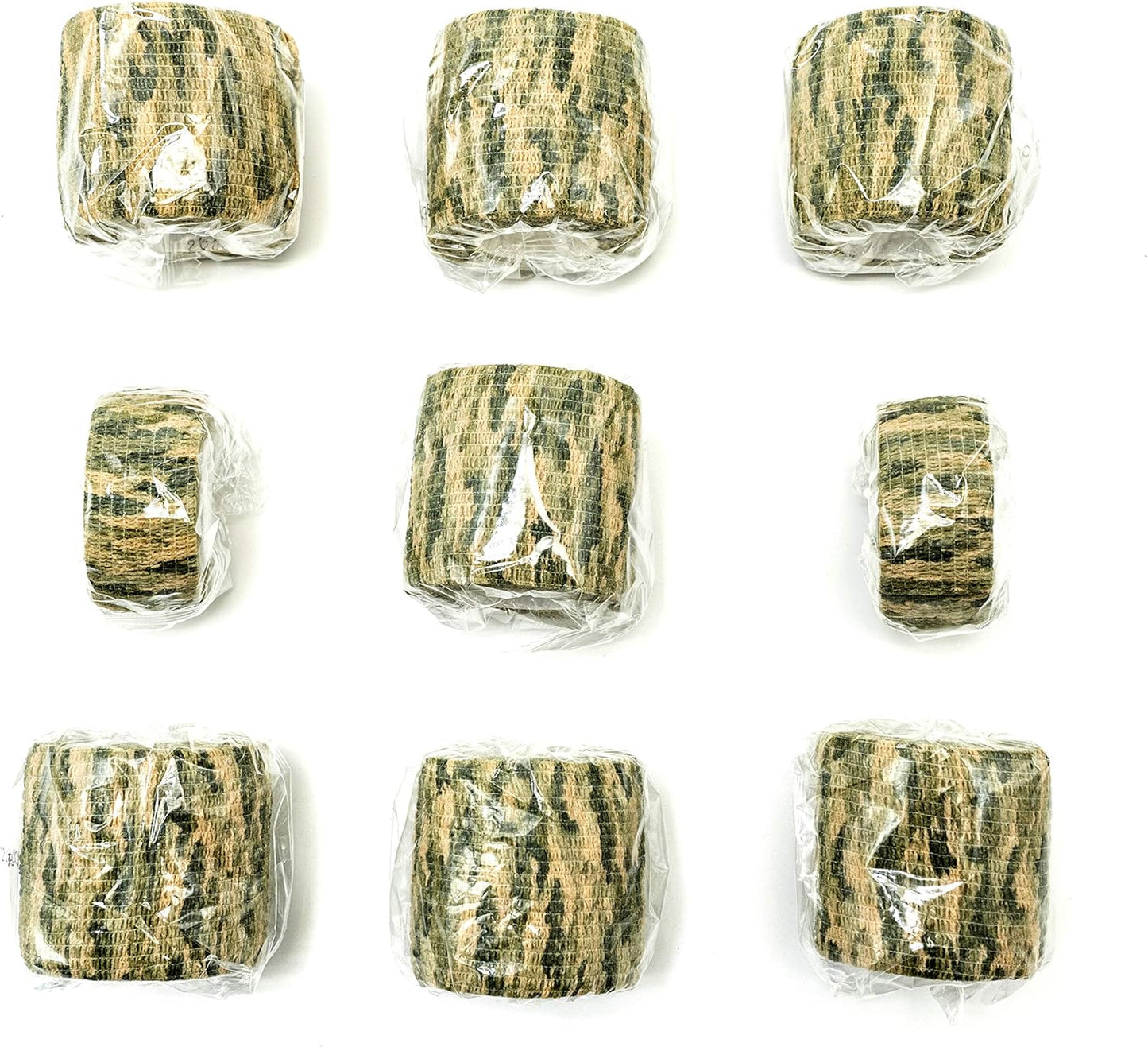 9 Rolls Self Adhesive Wrap Athletic Tape Gauze, Breathable Elastic Cohesive Bandage for Sports Injury & Pet (7 Pcs 2" X 5 Yards + 2 Pcs 1" X 5 Yards) (Woodland Multicam Camo)