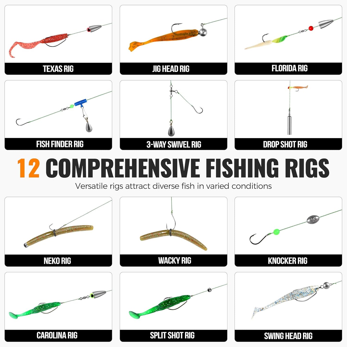264/397Pcs Fishing Accessories Kit, Organized Fishing Tackle Box with Tackle Included, Fishing Hooks, Fishing Weights Sinkers, Swivels, Beads, Fishing Gear Set Equipment for Bass Trout