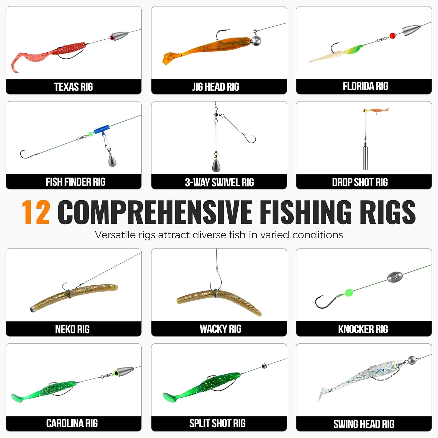 264/397Pcs Fishing Accessories Kit, Organized Fishing Tackle Box with Tackle Included, Fishing Hooks, Fishing Weights Sinkers, Swivels, Beads, Fishing Gear Set Equipment for Bass Trout