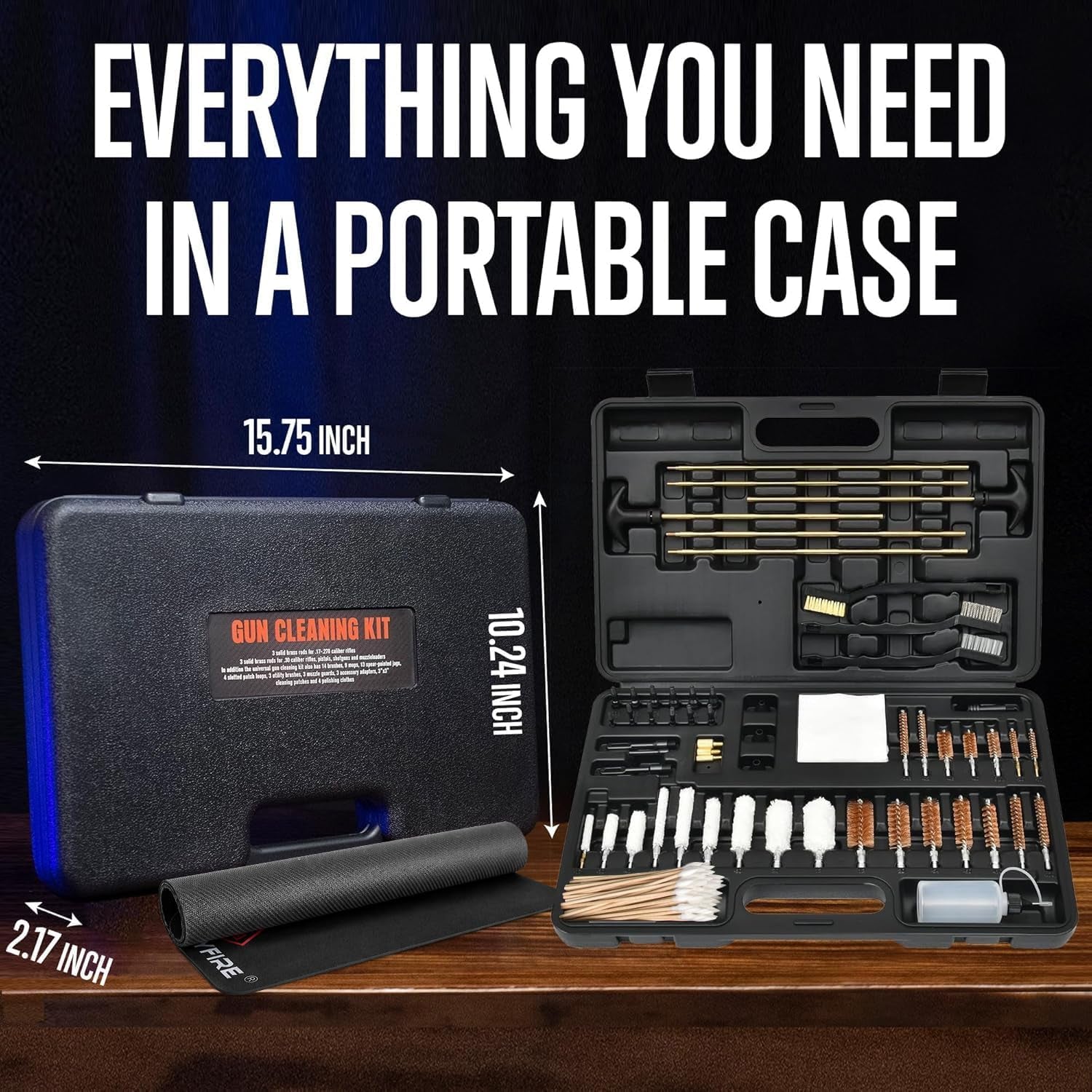 Gun Cleaning Kit Universal for Guns, Gun Brushes for Pistol, Handgun, Shotgun, Elite Brass Rods and Wire Rope, Hunting Gear Gun Accessories for Men