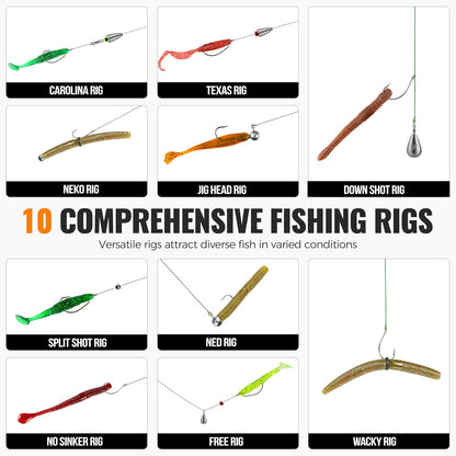 264/397Pcs Fishing Accessories Kit, Organized Fishing Tackle Box with Tackle Included, Fishing Hooks, Fishing Weights Sinkers, Swivels, Beads, Fishing Gear Set Equipment for Bass Trout